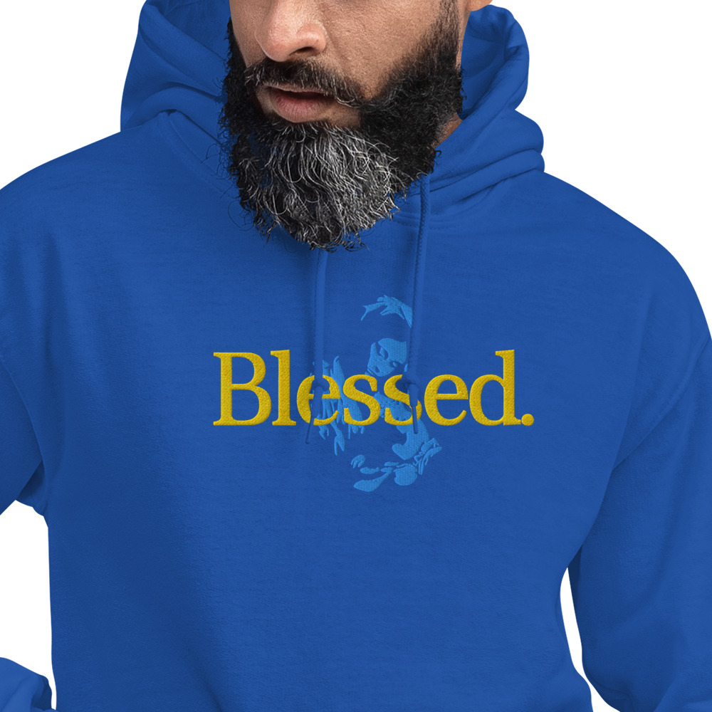 blue-jesus-christ-hoodie-for-men Blessed Mother Mary & Baby Jesus" Embroidered Hoodie.
