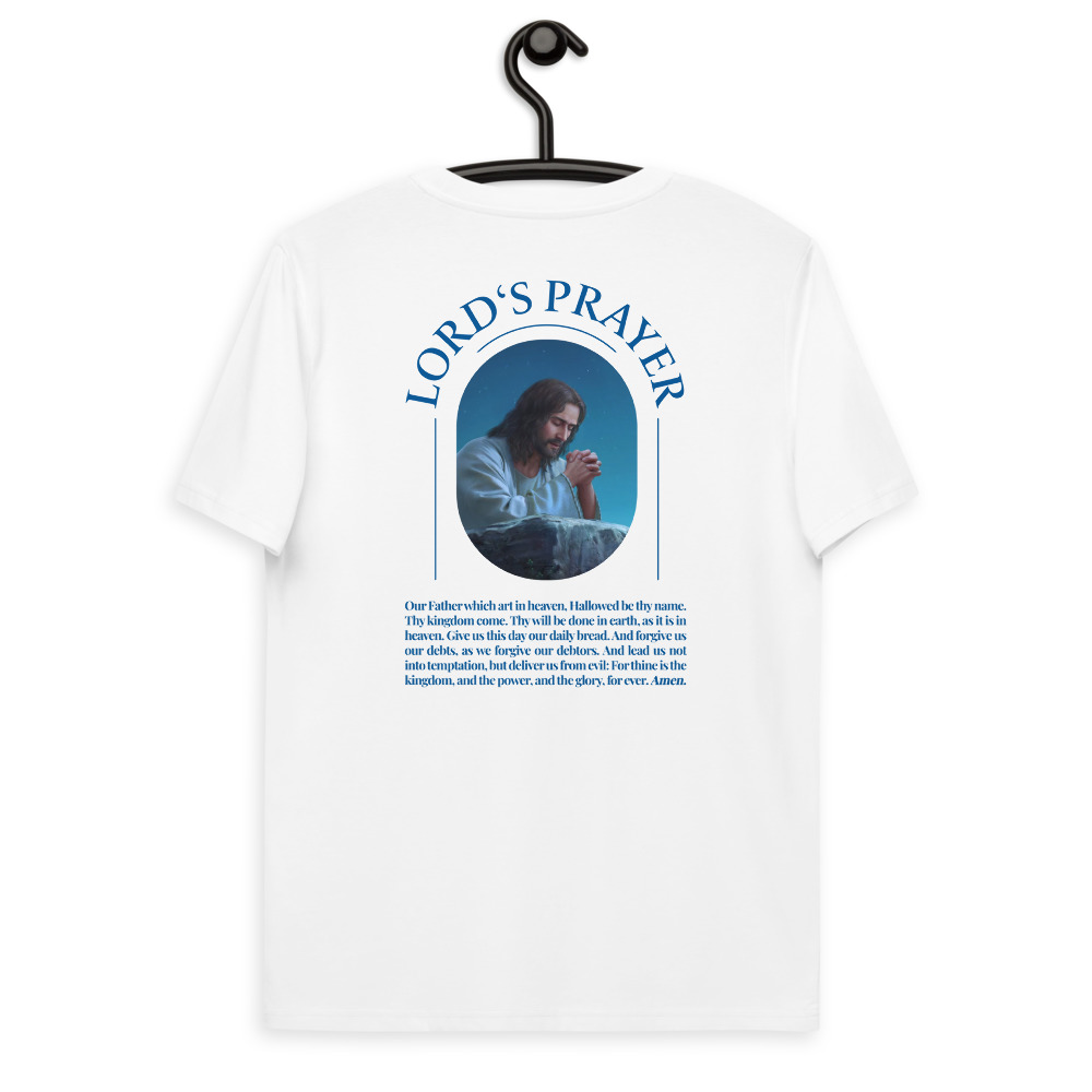 lords-prayer-shirt-with-jesus Elegant Christian shirt merging faith and style with a powerful design.