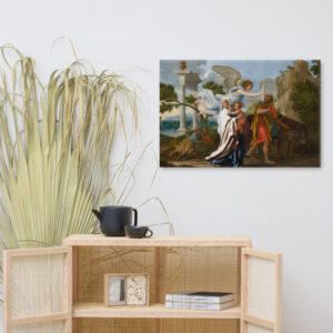 "Canvas art of the New Testament - 'The Flight into Egypt' by Nicolas Poussin."